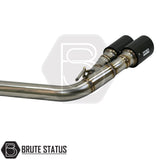 Performance side exit exhaust for Ford Ranger T6, T7, T8, 2012-2022, featuring sleek twin carbon tips, easy fit, enhanced sound, and aggressive styling.