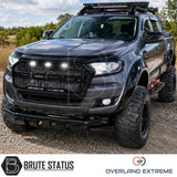 Gloss black Ford Ranger 2012-2022 riveted wide arch kit, premium Overland Extreme fender flare upgrade with CAD-designed fitment for T6, T7 and T8 models.