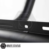 Volkswagen Amarok 2023+ Bull Bar in matt black, featuring a black powder-coated steel mounting bracket with elongated slots, designed for easy DIY installation.