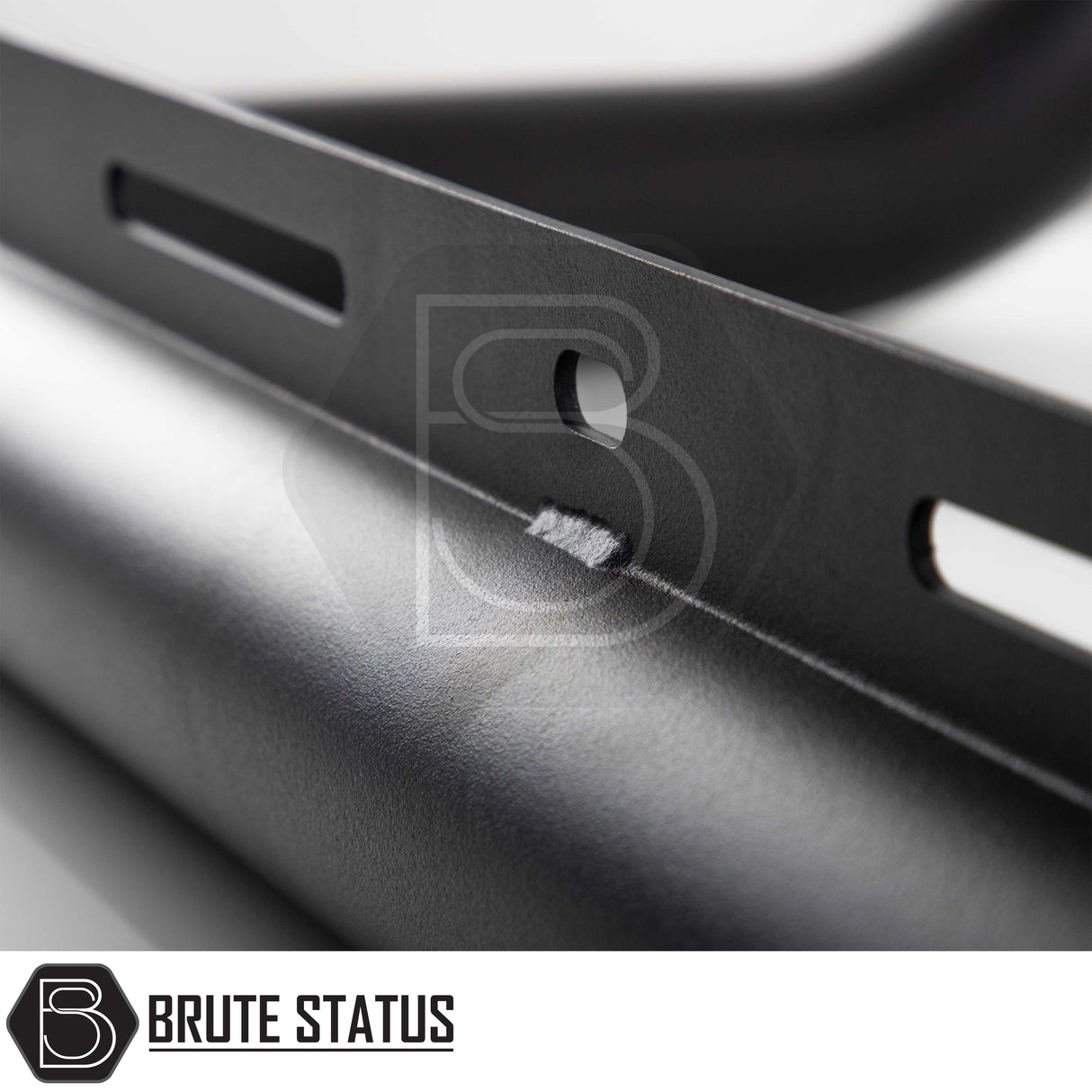 Volkswagen Amarok 2023+ Bull Bar (Nudge Bar) Matt Black, featuring a powder-coated steel bracket with slotted holes for easy DIY installation, enhancing truck aesthetics and protection.