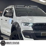 Ford Ranger 2012-2022 Roof Spoiler with LED Lights - Style 2, featuring a sleek black design and integrated lights, perfect for enhancing your truck's appearance.