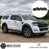 Ford Ranger 2012-2022 smooth wide wheel arch kit with 35mm hubcentric wheel spacers, matte black ABS arch extensions for Double Cab pickup trucks.