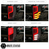 Ford Ranger 2012-2022 smoked LED tail lights matching pair with sequential indicators and plug and play OEM style wiring connectors. 