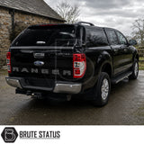 Heavy duty rear chrome silver metal OEM style bumper fitted to Ford Ranger 2012-2022 pickup truck offroad 4x4 vehicle. Suitable for overlanding set ups. 
