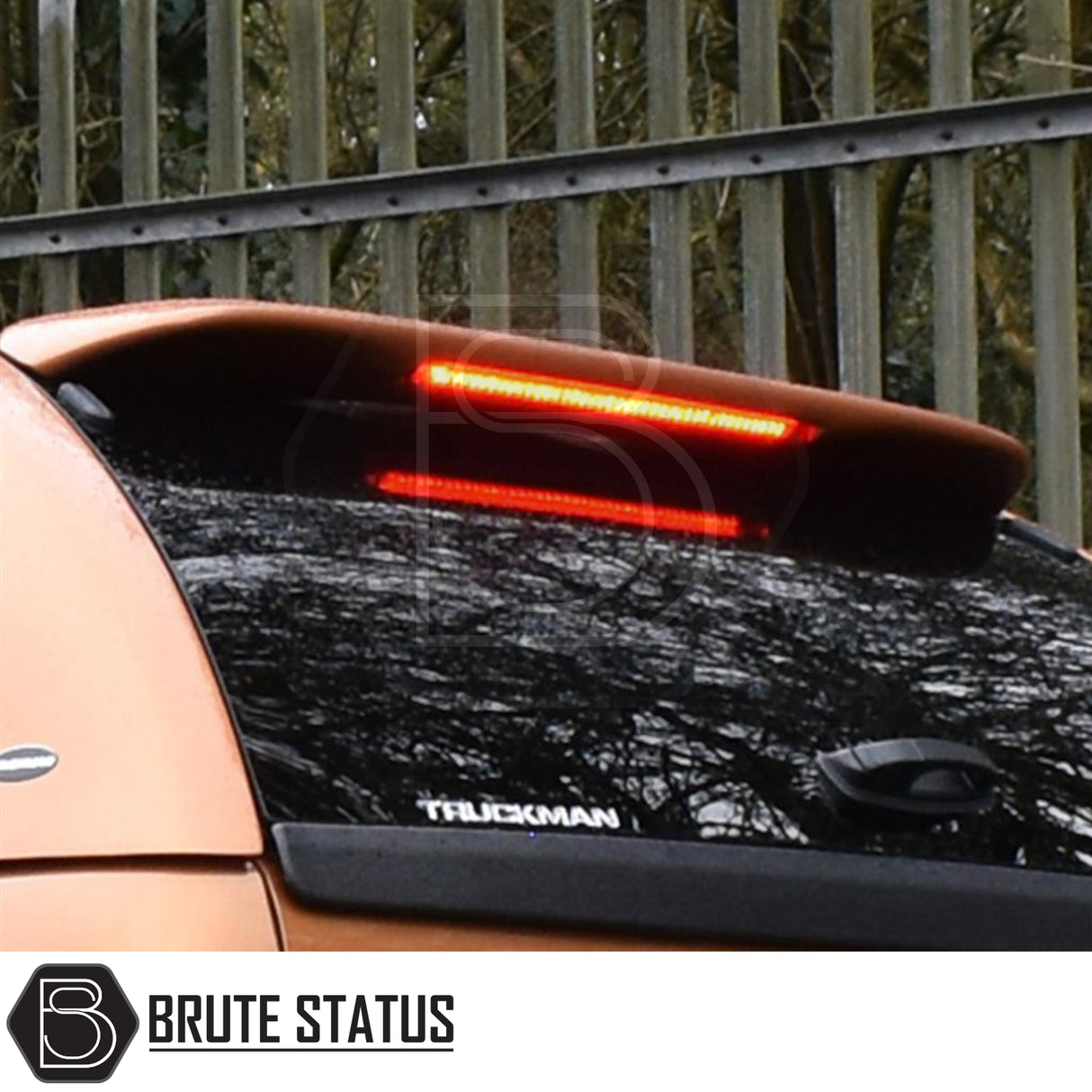 Ford Ranger 2012-2022 Truckman GLS Hardtop Canopy features tinted rear window, LED brake light, and Truckman decal, showcasing secure, stylish design for enhanced truck utility.