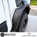 Ford Ranger 2012-2022 Wide Arch Kit Overland Extreme in matte black, premium wheel arch extensions for T6, T7 and T8 Double Cab pickup trucks.