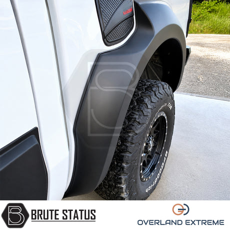 Ford Ranger 2012-2022 Wide Arch Kit Overland Extreme in matte black, premium wheel arch extensions for T6, T7 and T8 Double Cab pickup trucks.