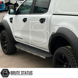 Ford Ranger 2012-2022 Matt Black Door Handle Inserts, set of 4, shown with adhesive backing for easy installation on truck models. High-quality ABS plastic, non-fade.