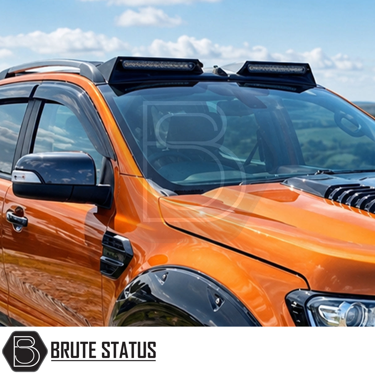 Ford Ranger 2023+ T9 roof spoiler in smooth black finish with aerodynamic styling and removable aerial fin