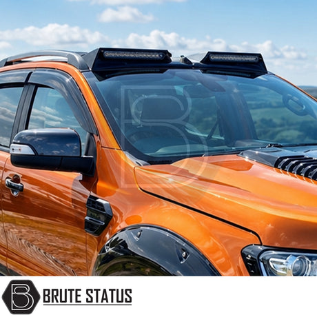 Ford Ranger 2023+ T9 roof spoiler in smooth black finish with aerodynamic styling and removable aerial fin
