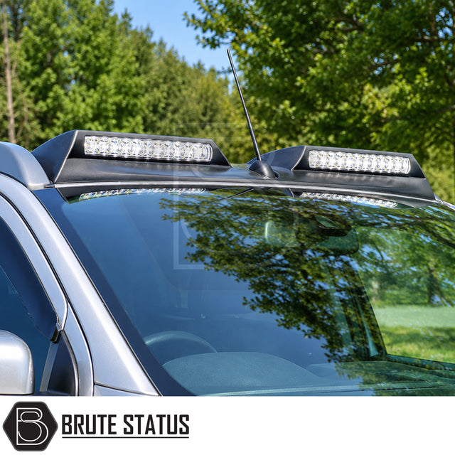 Ford Ranger 2012+ Style 2 roof spoiler with integrated LED lights, smooth black finish and aggressive aerodynamic styling