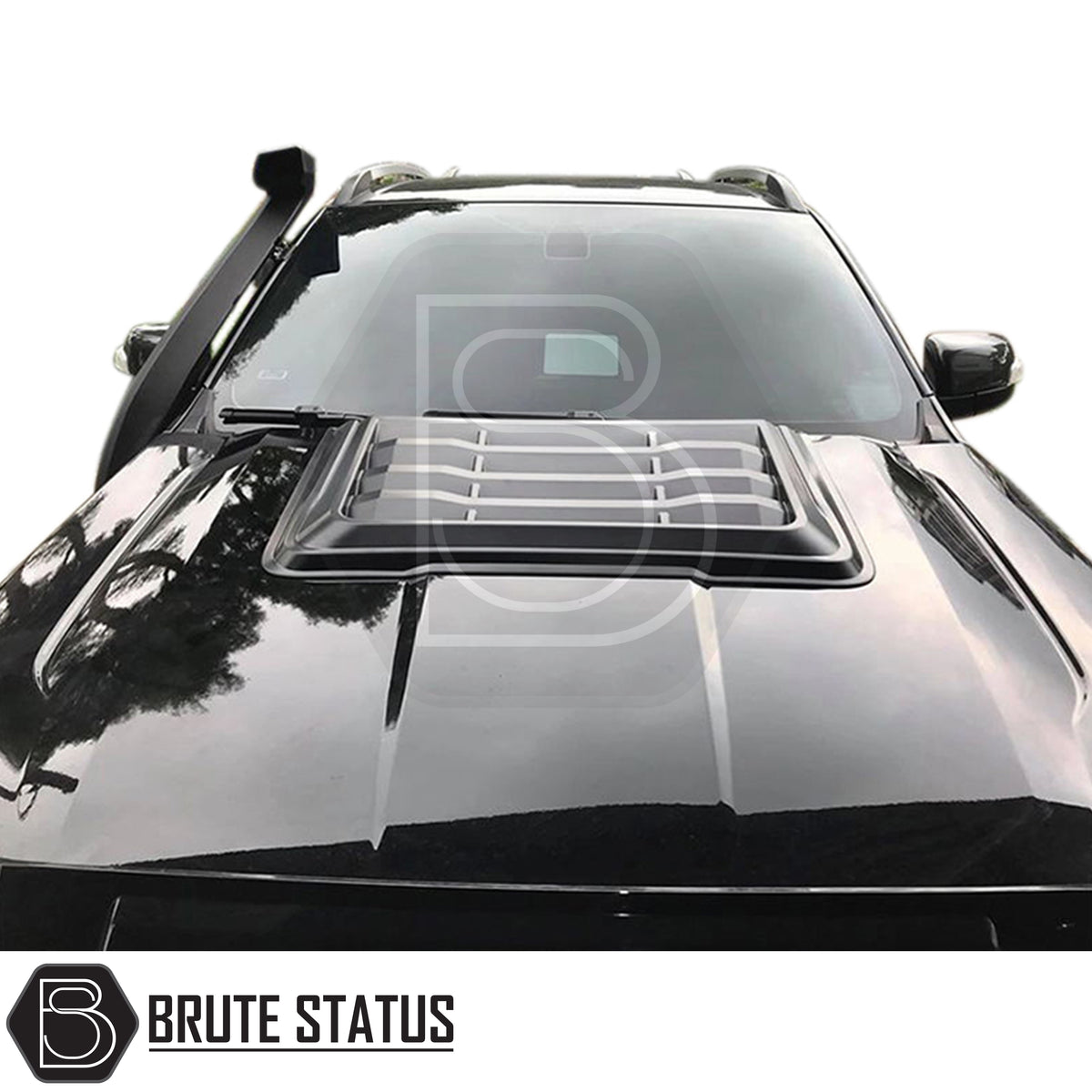 Ford Ranger 2015-2022 facelift muscle bonnet scoop in smooth black impact resistant plastic with 3M adhesive no drill fitment
