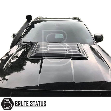 Ford Ranger 2015-2022 facelift muscle bonnet scoop in smooth black impact resistant plastic with 3M adhesive no drill fitment