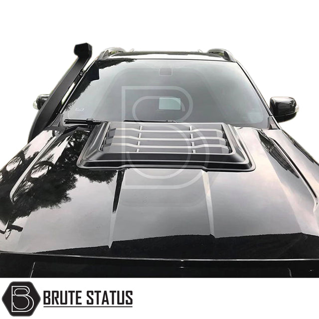 Ford Ranger 2015-2022 facelift muscle bonnet scoop in smooth black impact resistant plastic with 3M adhesive no drill fitment
