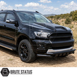 Ford Ranger T7 T8 Raptor inspired bonnet scoop accessory with automotive adhesive fitting and textured black finish