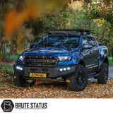 Ford Ranger 2015-2022 heavy duty winch bumper in matte black with integrated LED lights and 3.5 tonne towing capacity