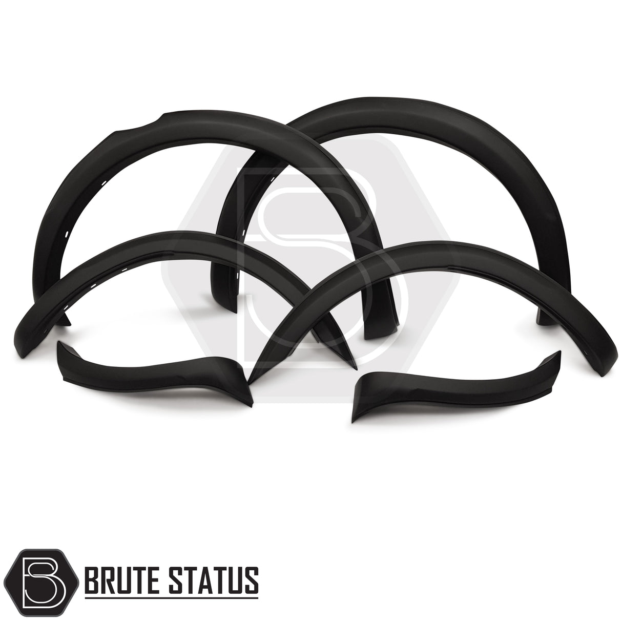 Ford Ranger 2015-2022 T7 T8 slim wheel arches with 50mm hub-centric wheel spacers, smooth black arch extensions for Double Cab pickup trucks.