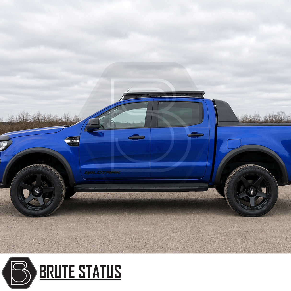 Ford Ranger pickup truck 4x4 vehicle fitted with smooth matte black ABS plastic wheel arches suitable for overlanding set ups. 