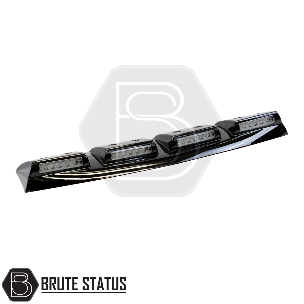 Gloss black Ford Ranger 2019-2022 roof spoiler with LED Lights, wireless remote control function and sleek aerodynamic inspired styling for T8 pickup trucks. 