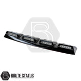 Gloss black Ford Ranger T8 2019-2022 LED roof spoiler Style 1 with wireless remote controlled lighting for a sporty aggressive pickup truck appearance. 