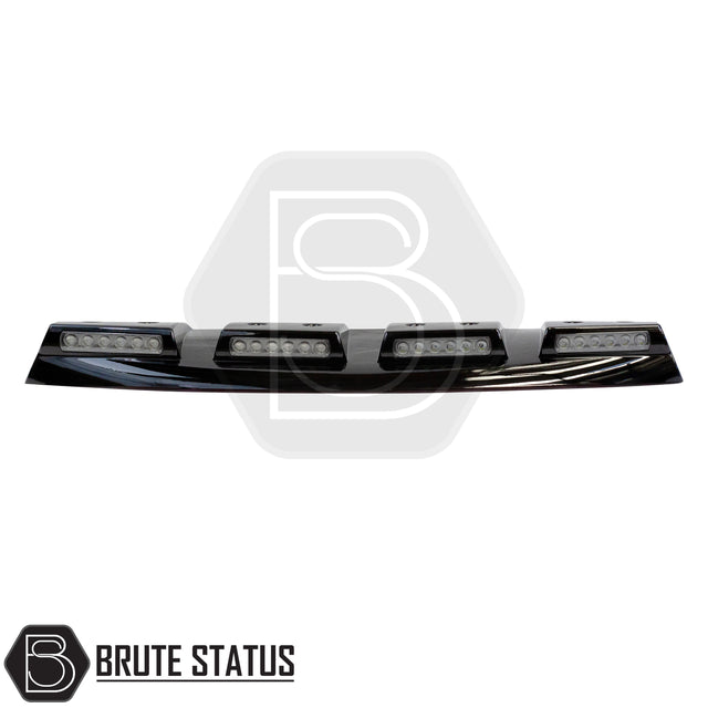 Ford Ranger 2019-2022 T8 Style 1 roof spoiler with integrated LED lights, gloss black finish and durable resistant plastic constriction for pickup truck styling. 