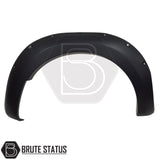 Black Ford Ranger T8 2019-2022 wide wheel arch flares, riveted style aftermarket overfenders designed for Park Assist and non-Park Assist models.