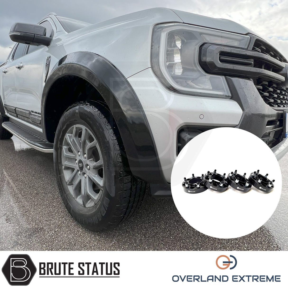 Ford Ranger 2023+ T9 Gloss Black Wide Arch Kit (Overland Extreme) & 35mm Wheel Spacers
