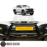 Ford Ranger 2023 ON Bull Bar (Nudge Bar) Matt Black installed on truck, showcasing its sleek design and protective function, ideal for enhancing your vehicle's look.