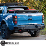Heavy-duty T20 rear bumper for Ford Ranger T9 models with matte black finish and impact protection