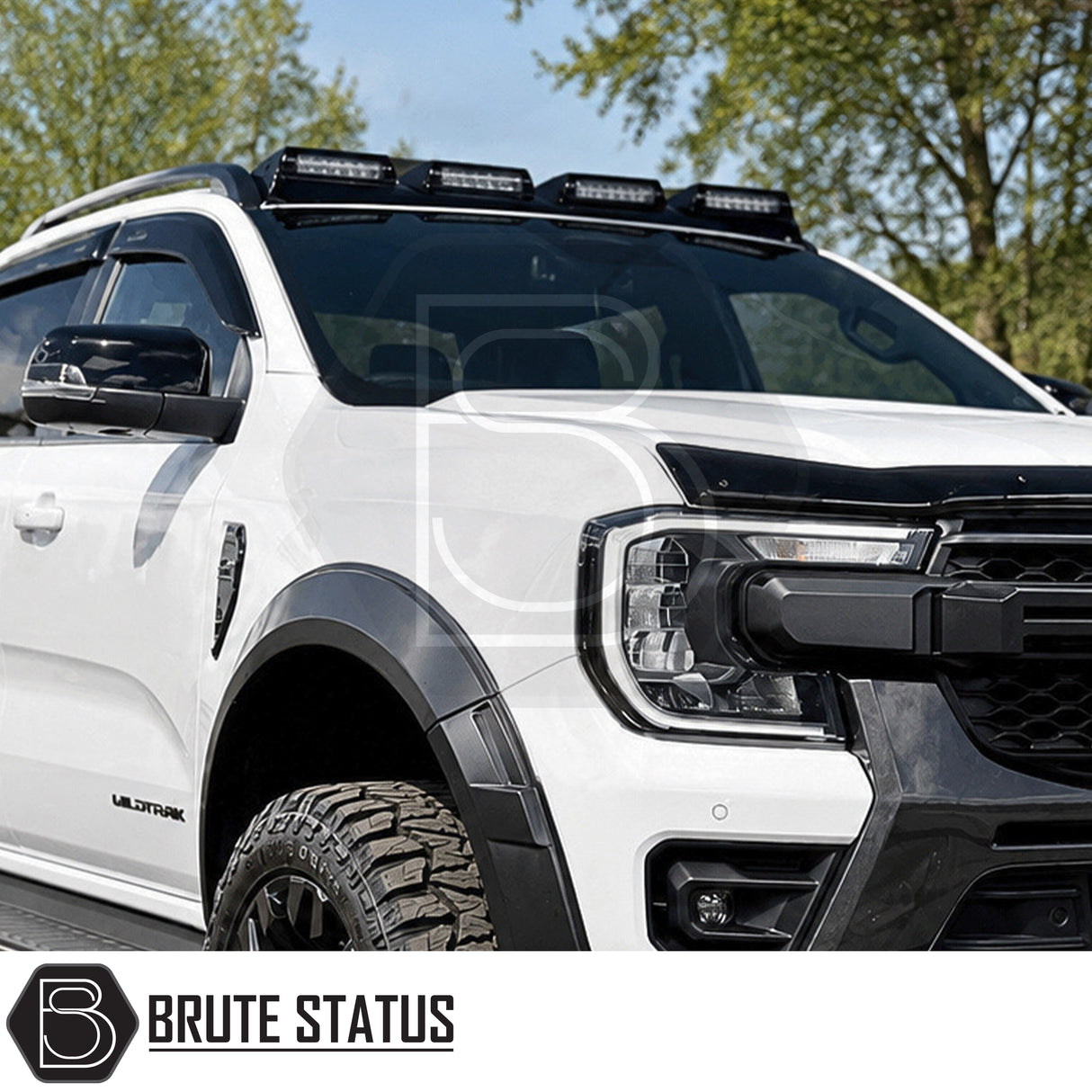 Gloss black roof spoiler for Ford Ranger T9 2023 onwards with integrated LED lighting and wireless remote