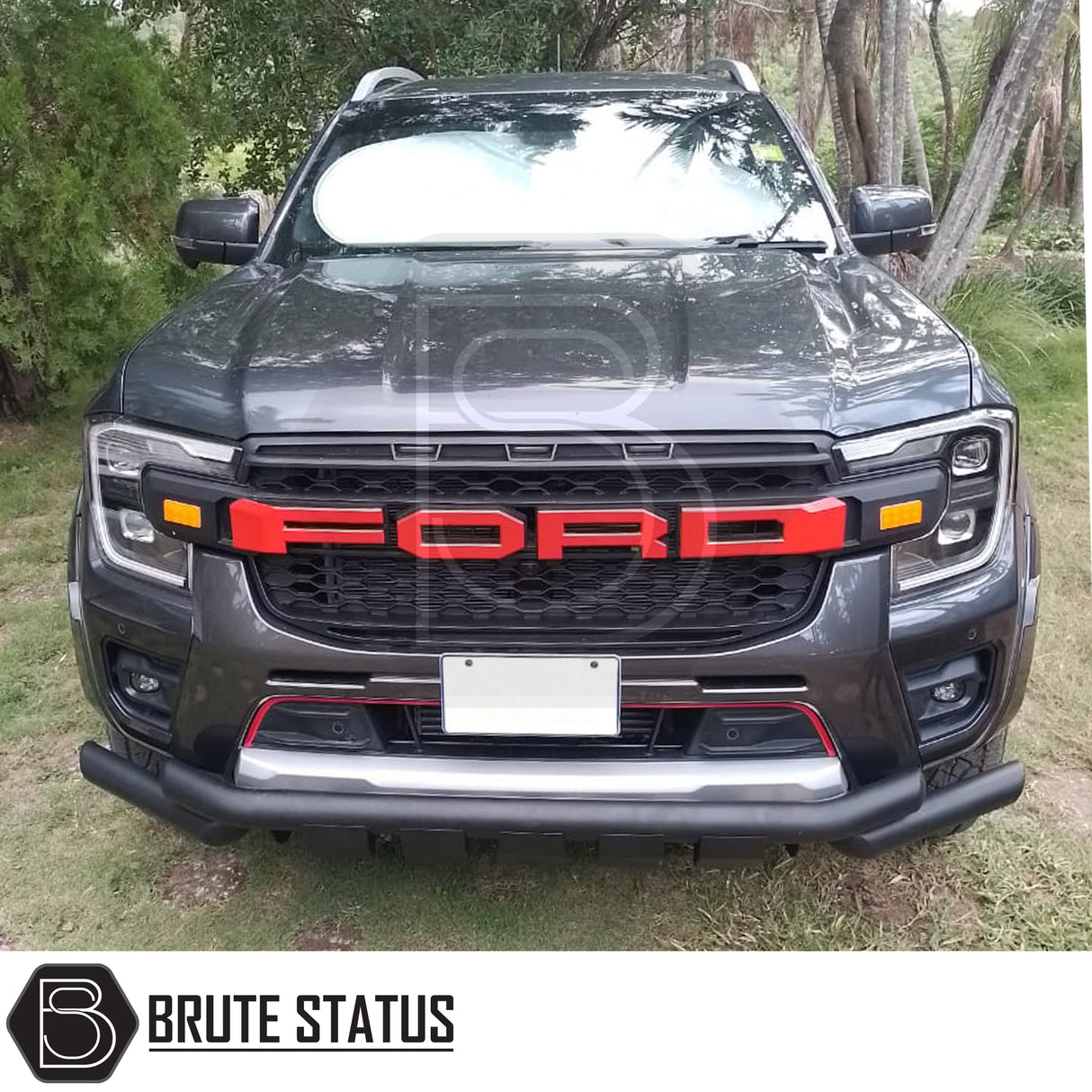 Ford Ranger 2023+ T9 City Bar in matt black, enhancing the truck's look and bumper protection, featuring easy installation with included fixings and instructions.