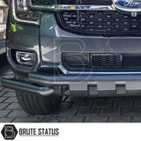 Ford Ranger 2023+ T9 City Bar in matt black, enhancing the truck's look and bumper protection, featuring easy installation with included fixings and instructions.