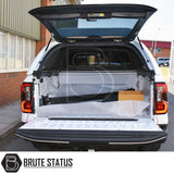 Ford Ranger 2023+ T9 Truckman L-Series Hardtop Canopy with remote locking, shown open on a pickup, highlighting enhanced security and storage.