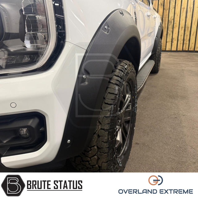 Ford Ranger 2023+ T9 Wide Arch Kit Overland Extreme in matte black, premium riveted style wheel arch extensions for Double Cab pickup trucks.