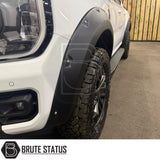 Ford Ranger T9 2023+ wide arch kit Overland Extreme riveted style in matte black fitted to double cab for aggressive off-road styling