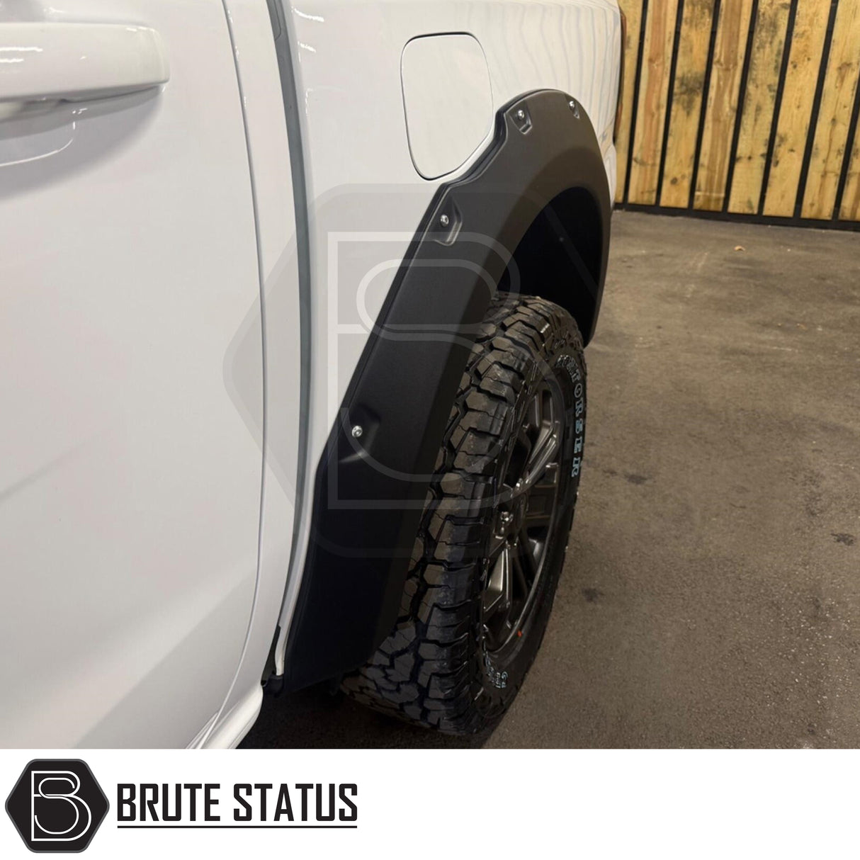 Ford Ranger 2023+ T9 Overland Extreme wide wheel arch kit with riveted styling and durable matte black finish installed on vehicle