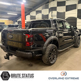 Ford Ranger T9 matte black fender flare kit with riveted overland styling, engineered specifically for 2023 onwards Double Cab models.