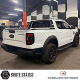 Ford Ranger T9 rivet style overfender kit in matte black, CAD-designed wheel arch flares for off-road and adventure builds.