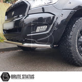 Chrome city bar (nudge bar) for Ford Ranger 2015-2022 T7/T8 models, high-quality carbon steel construction, TÜV certified, easy DIY fit with laser-cut powder-coated mounting plates, includes all fixings and instructions, no drilling required.