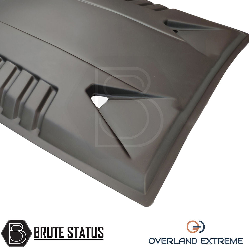 Overland Extreme Raptor style bonnet scoop for Ford Ranger 2012–2015, ABS plastic hood upgrade with washer jet cutouts and aggressive styling.
