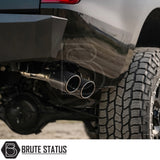 Ford Ranger 2012–2022 T6, T7, T8 Cat Back Exhaust System with side exit design and twin 3" carbon fibre tips, stainless steel construction for 2.0, 2.2 and 3.2 diesel models.