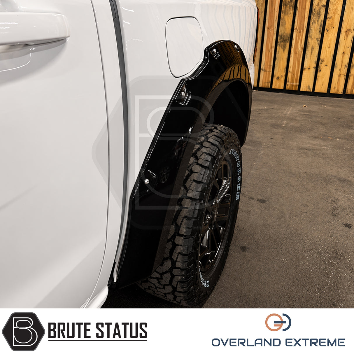 Ford Ranger T9 2023+ Wide Arch Kit Overland Extreme in gloss black, premium riveted style wheel arch extensions for Double Cab pickup trucks.