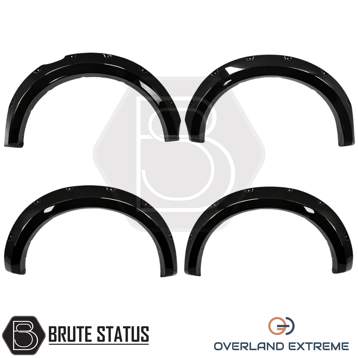 Overland Extreme Ford Ranger T9 wheel arch extension kit with gloss black finish and professional rubber seal mounting system.