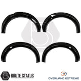 Overland Extreme Ford Ranger T9 wheel arch extension kit with gloss black finish and professional rubber seal mounting system.