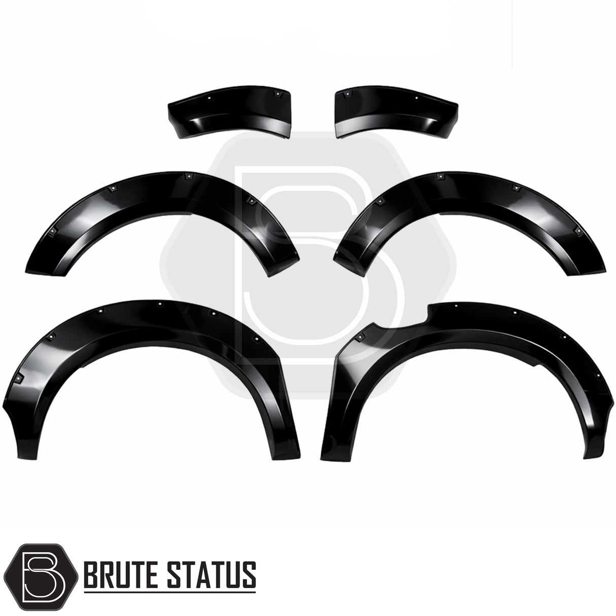 Gloss black wide wheel arch kit for Ford Ranger 2023 facelift T9 riveted style ABS plastic arches