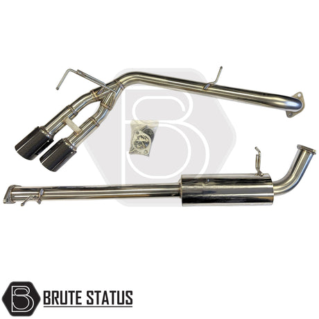 Ford Ranger 2023+ T9 2.0 Diesel Cat Back Exhaust with side exit and twin 3-inch carbon fibre tips, stainless steel performance exhaust system.