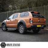 Ford Ranger with Truckman GLS Hardtop Canopy, featuring remote locking and tinted sliding windows, enhancing secure storage and pet-friendly ventilation.