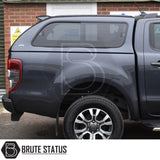 Ford Ranger 2012-2022 Truckman GLS Hardtop Canopy with remote locking, seen from the rear with sliding, lockable windows and luxury vinyl-lined interior.