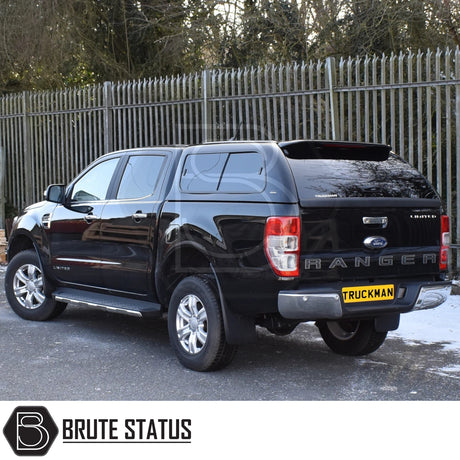 Ford Ranger 2012-2022 T6, T7, T8 Truckman GLS Hardtop Canopy with remote locking, tinted sliding windows, and sleek design, enhancing pickup functionality.
