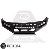 heavy-duty winch front bumper in matte black, carbon steel off-road bumper with LED lights, winch mount and 3.5T towing capacity.